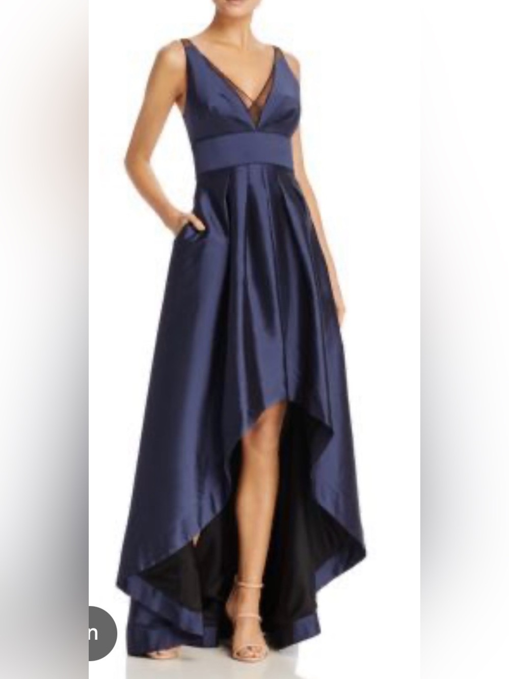 Aidan Mattox Midnight Blue taffeta High-Low Gown